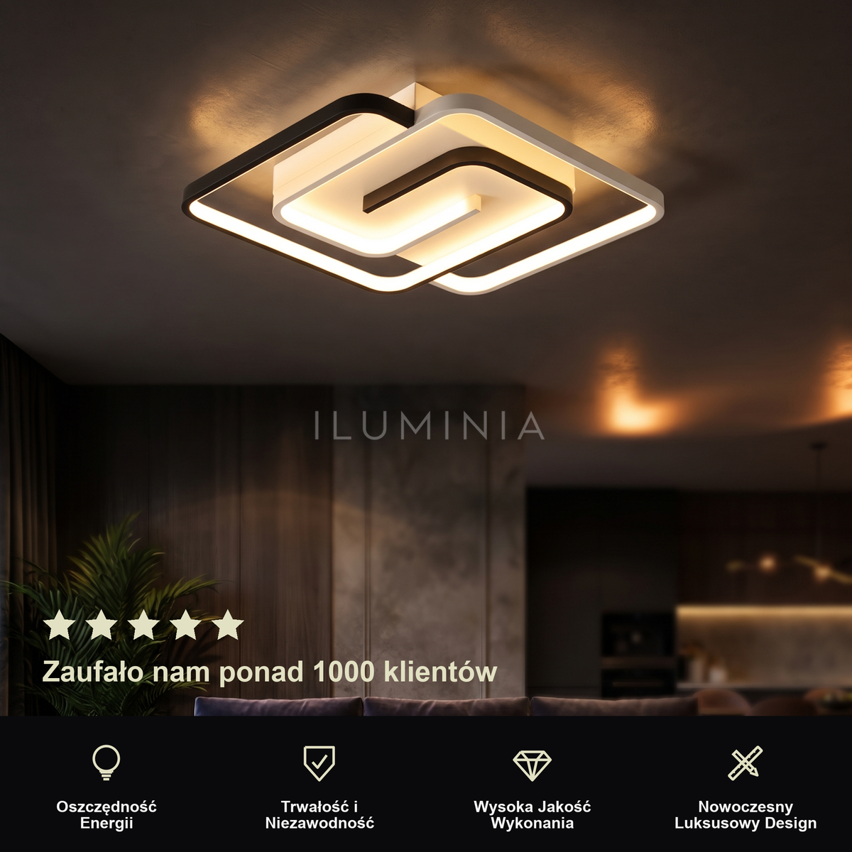 Plafon czarny do salonu | Novita