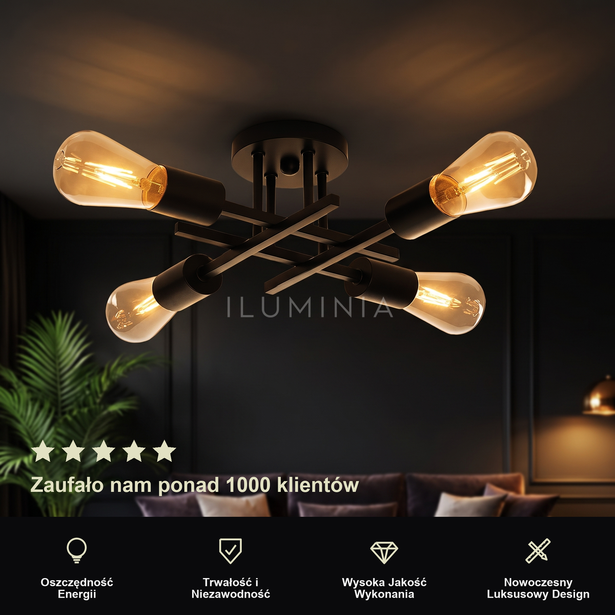 Plafon czarny loft | Solone