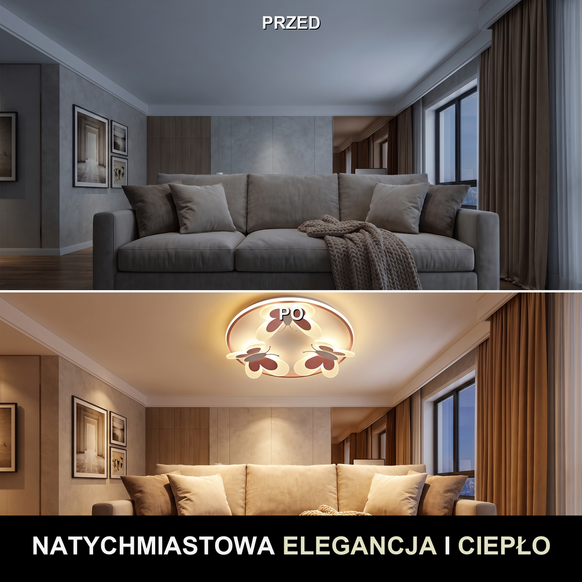 Plafon dziecięcy LED | Rosese – przed i po