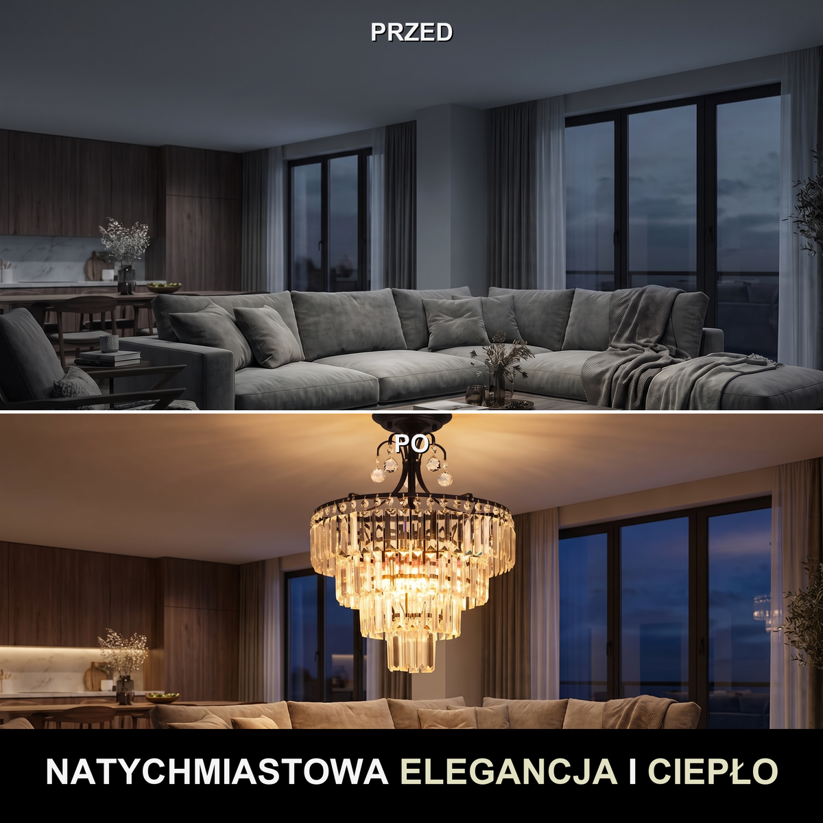 Plafon kryształowy czarny | Terrena