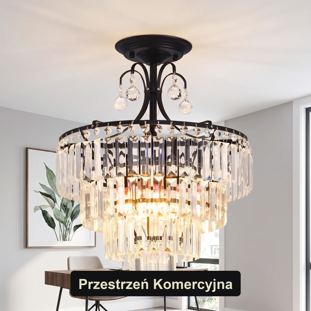 Plafon kryształowy czarny | Terrena