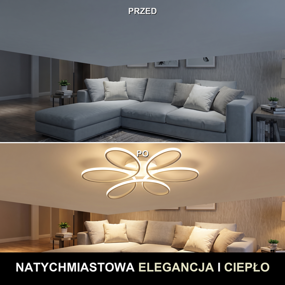 Plafon kwiaty | Perlata – przed i po