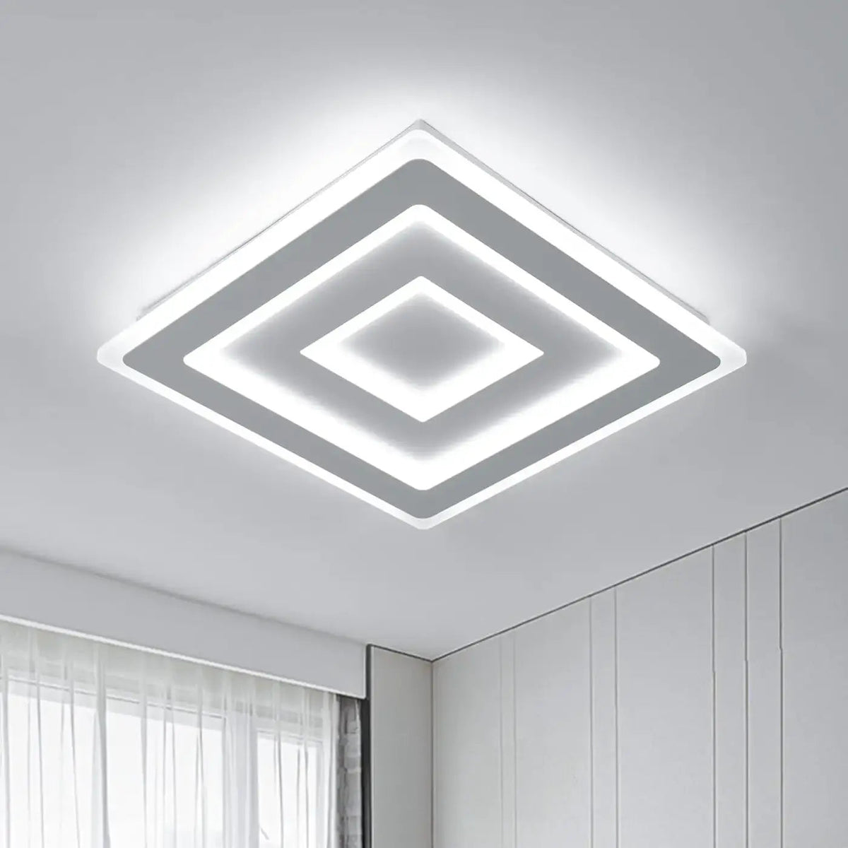 Plafon LED biały do salonu