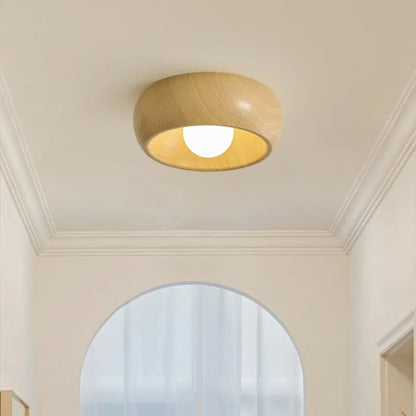 Plafon LED drewniany dwukolorowy do salonu