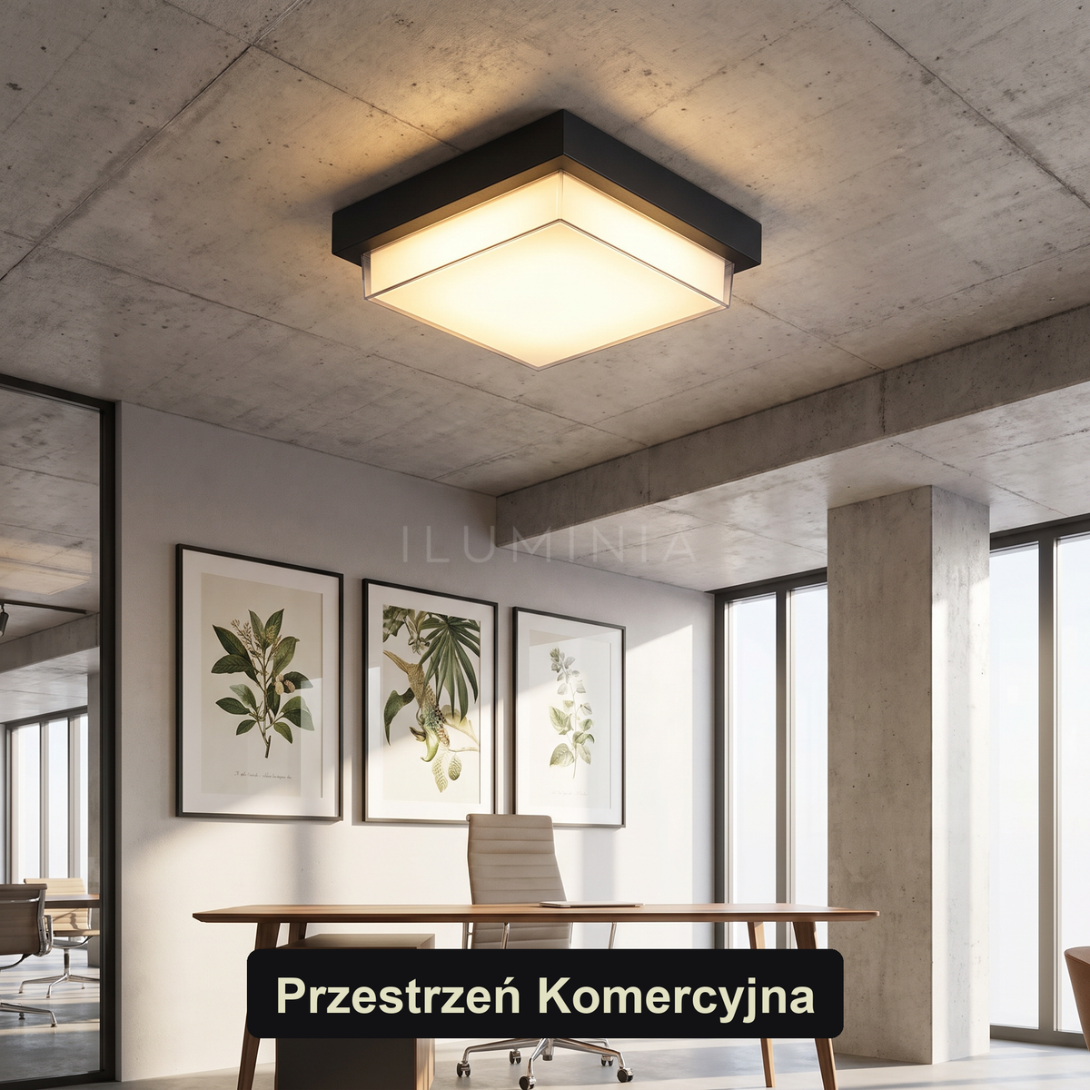 Plafon LED czarny kwadrat | Porto