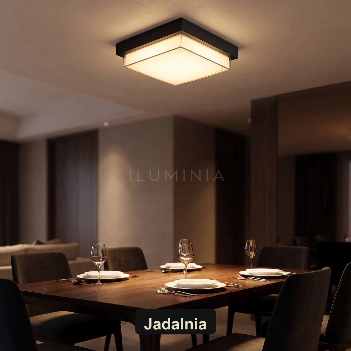 Plafon LED czarny kwadrat | Porto