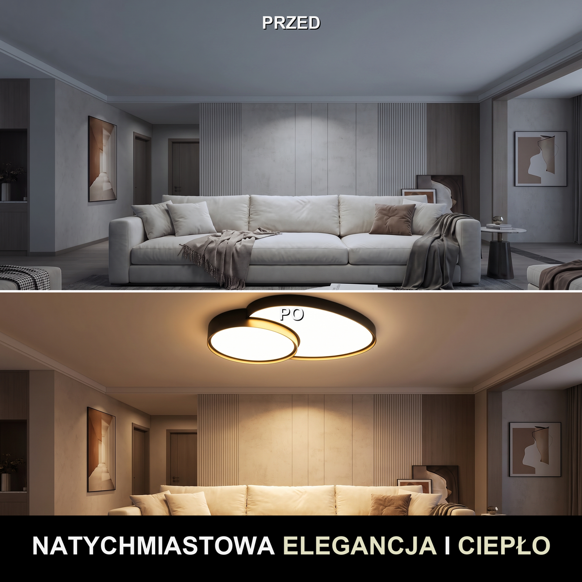 Plafon LED do przedpokoju | Rivoro – przed i po