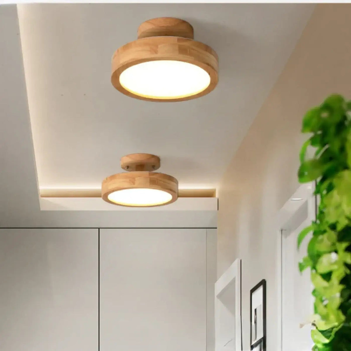 Plafon LED drewno do salonu