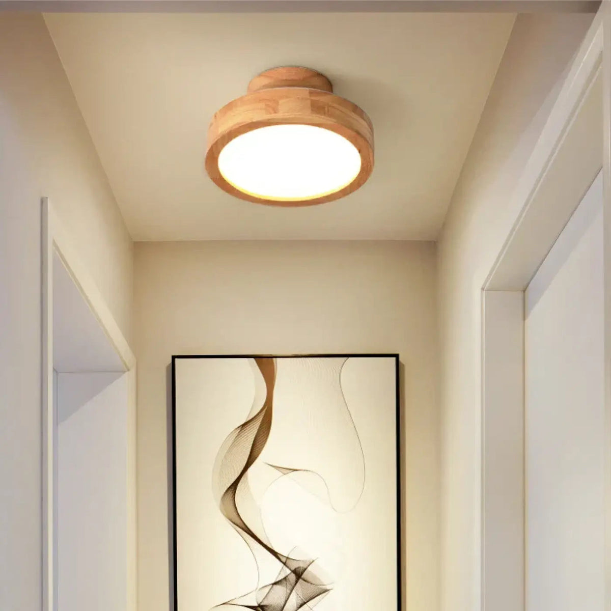 Plafon LED drewno do jadalni