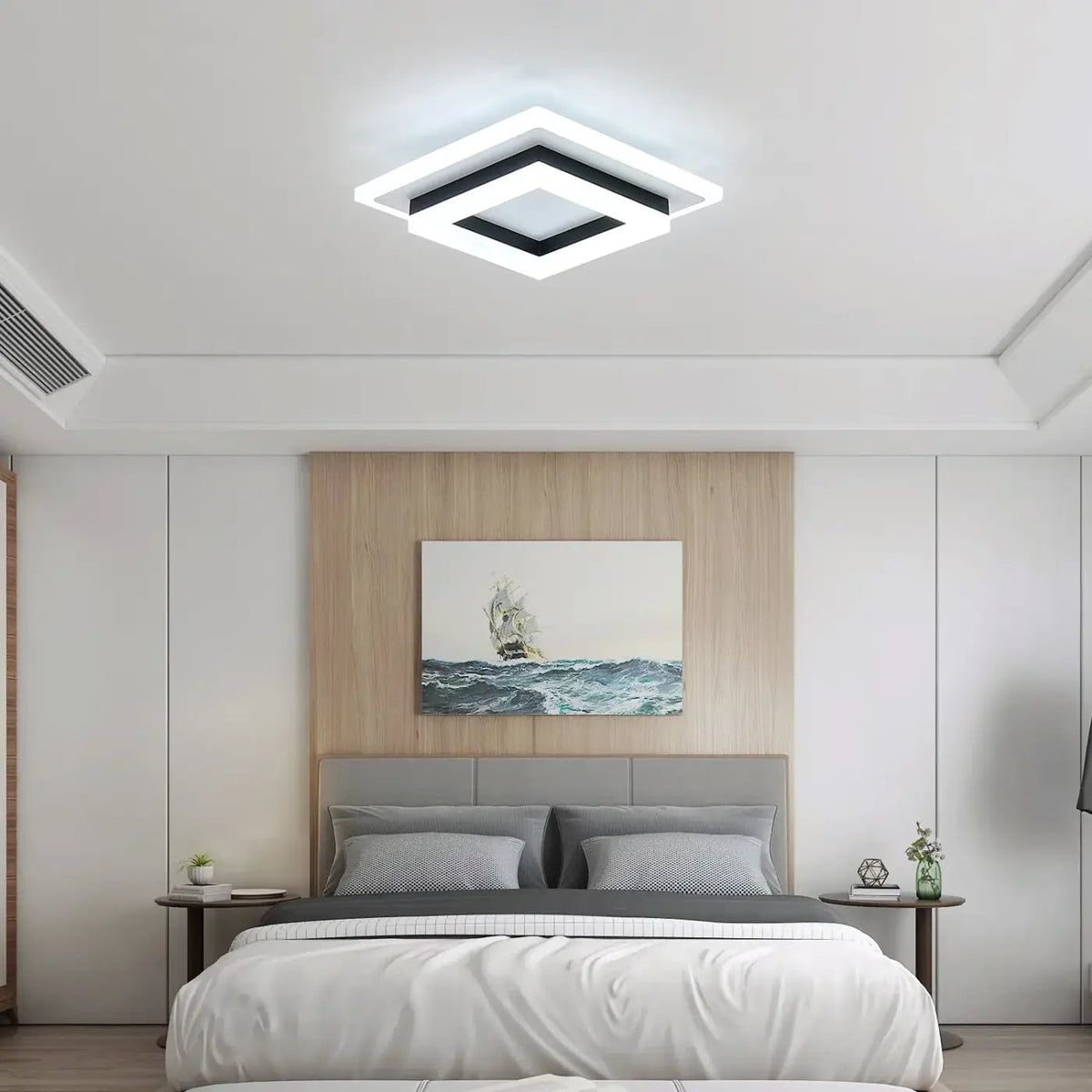 Plafon LED kwadratowy czarny do salonu