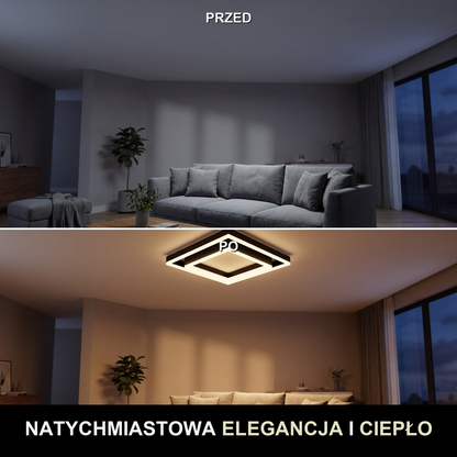 Plafon LED kwadratowy czarny | Boraoro – przed i po