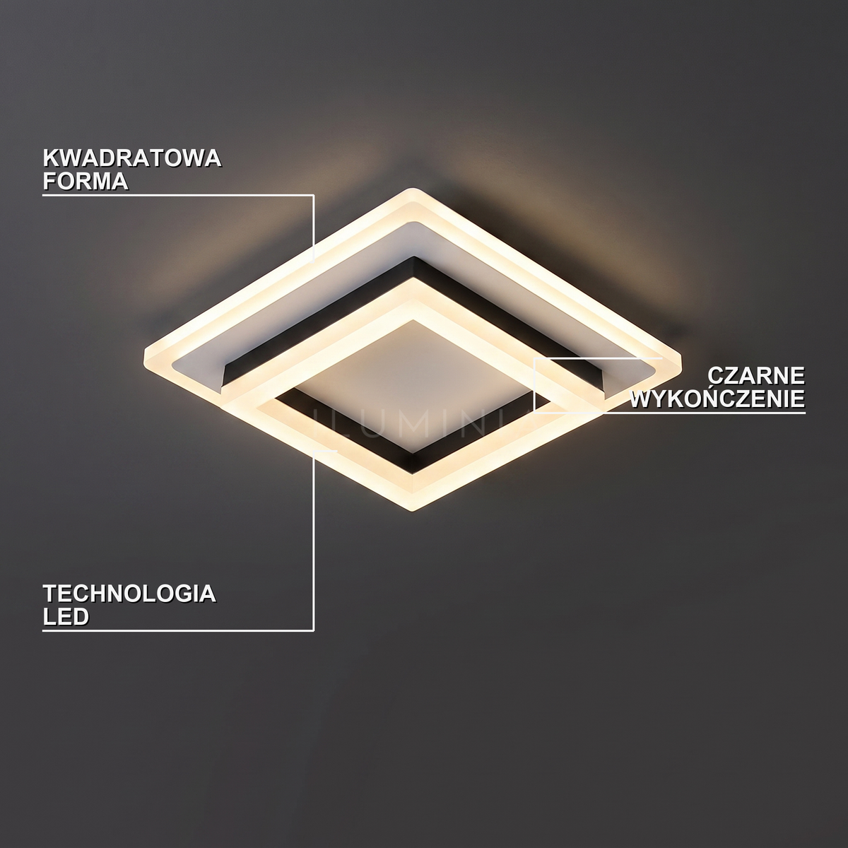 Plafon LED kwadratowy czarny | Boraoro – cechy i funkcje