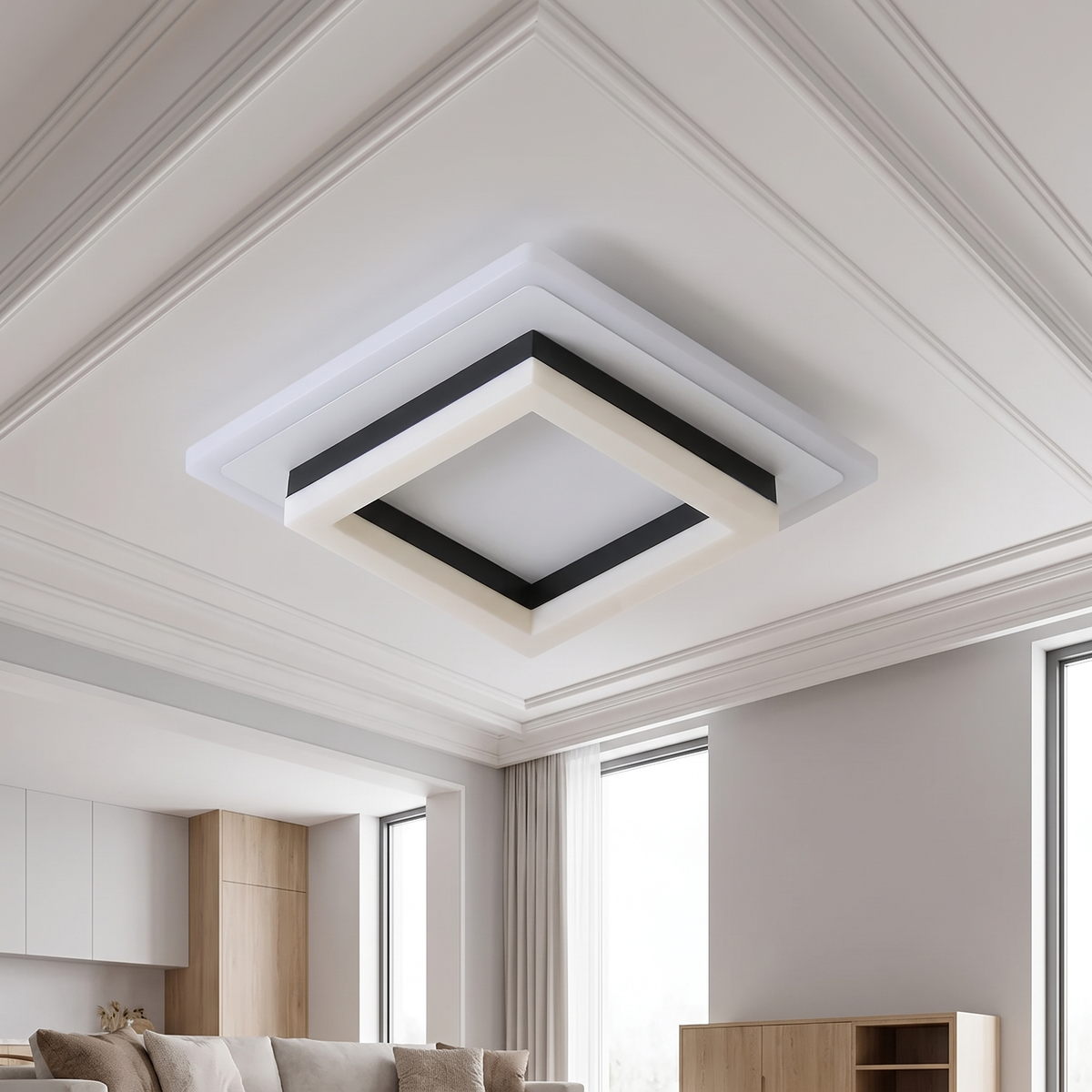 Plafon LED kwadratowy czarny | Boraoro