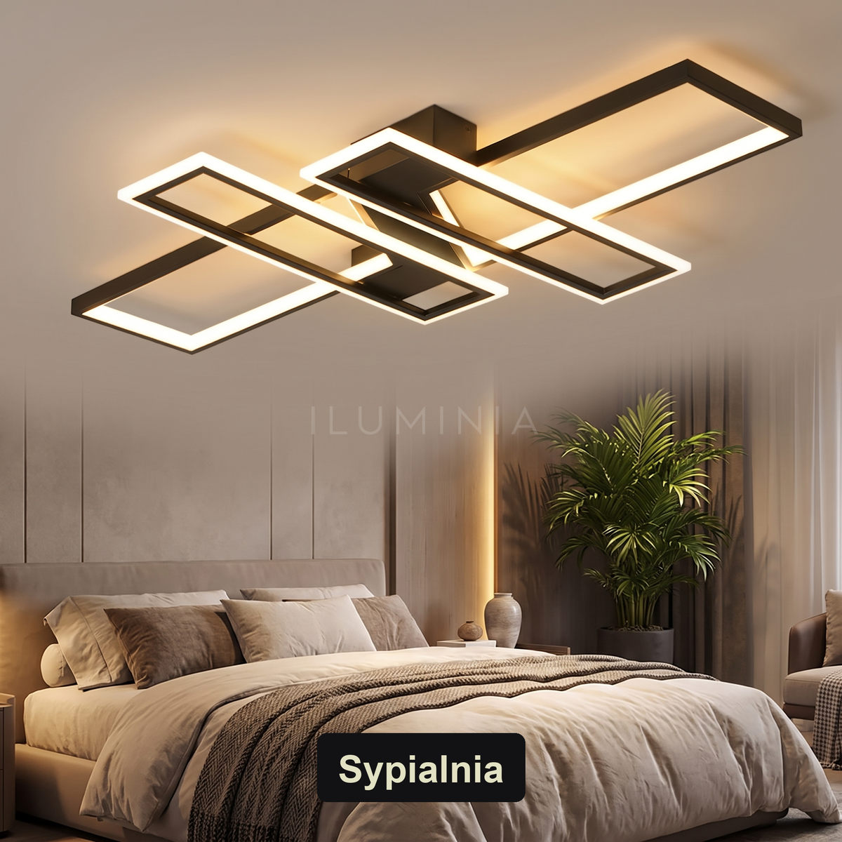 Plafon LED sufitowy prostokątny | Auresa – sypialnia