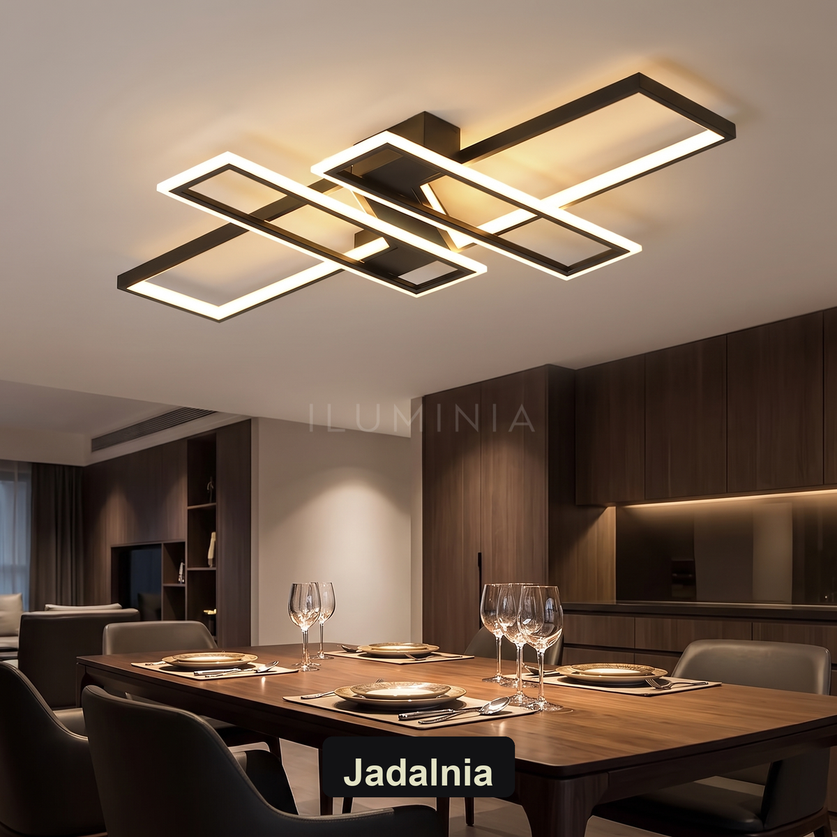 Plafon LED sufitowy prostokątny | Auresa – jadalnia