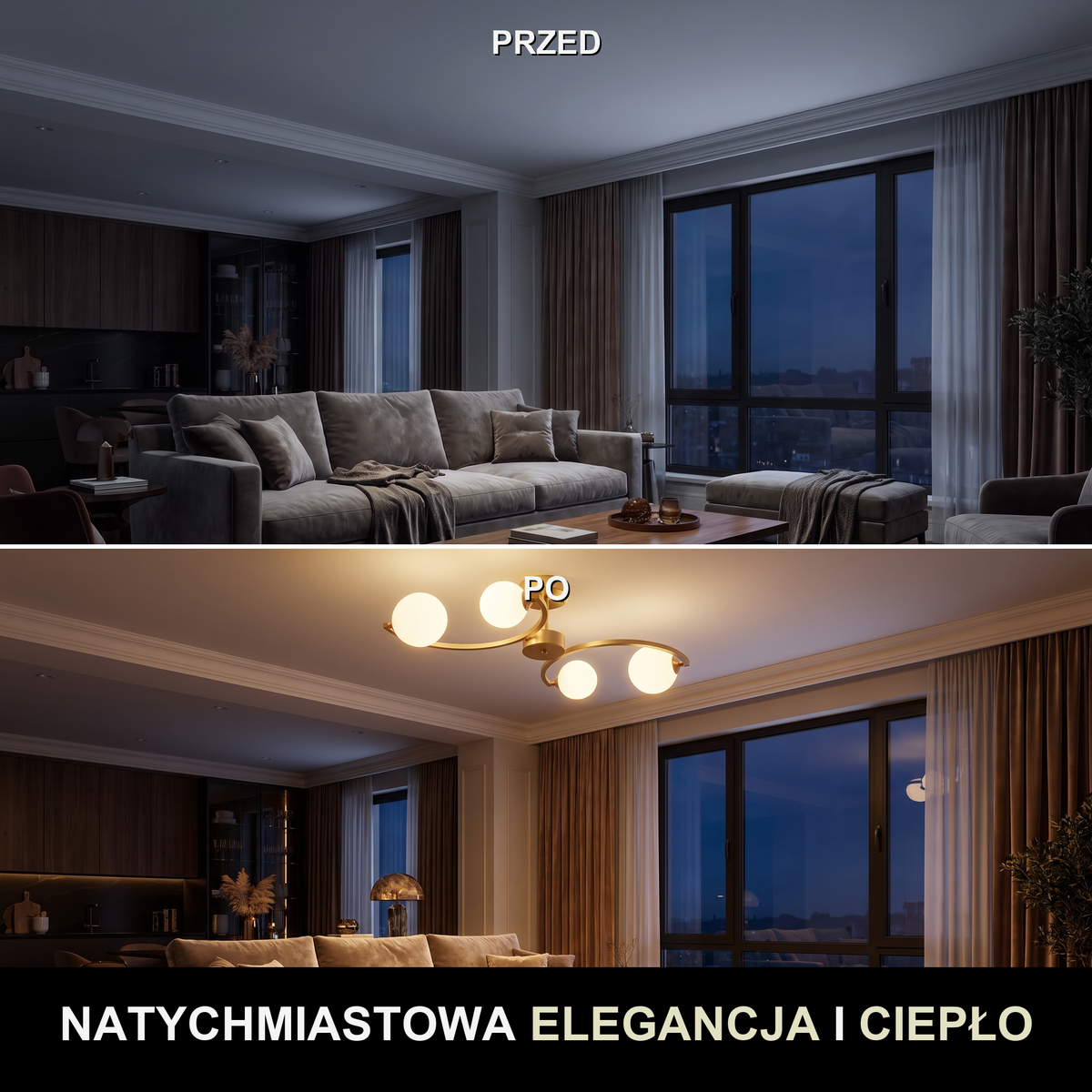 Plafon srebrne kule | Vinora – przed i po