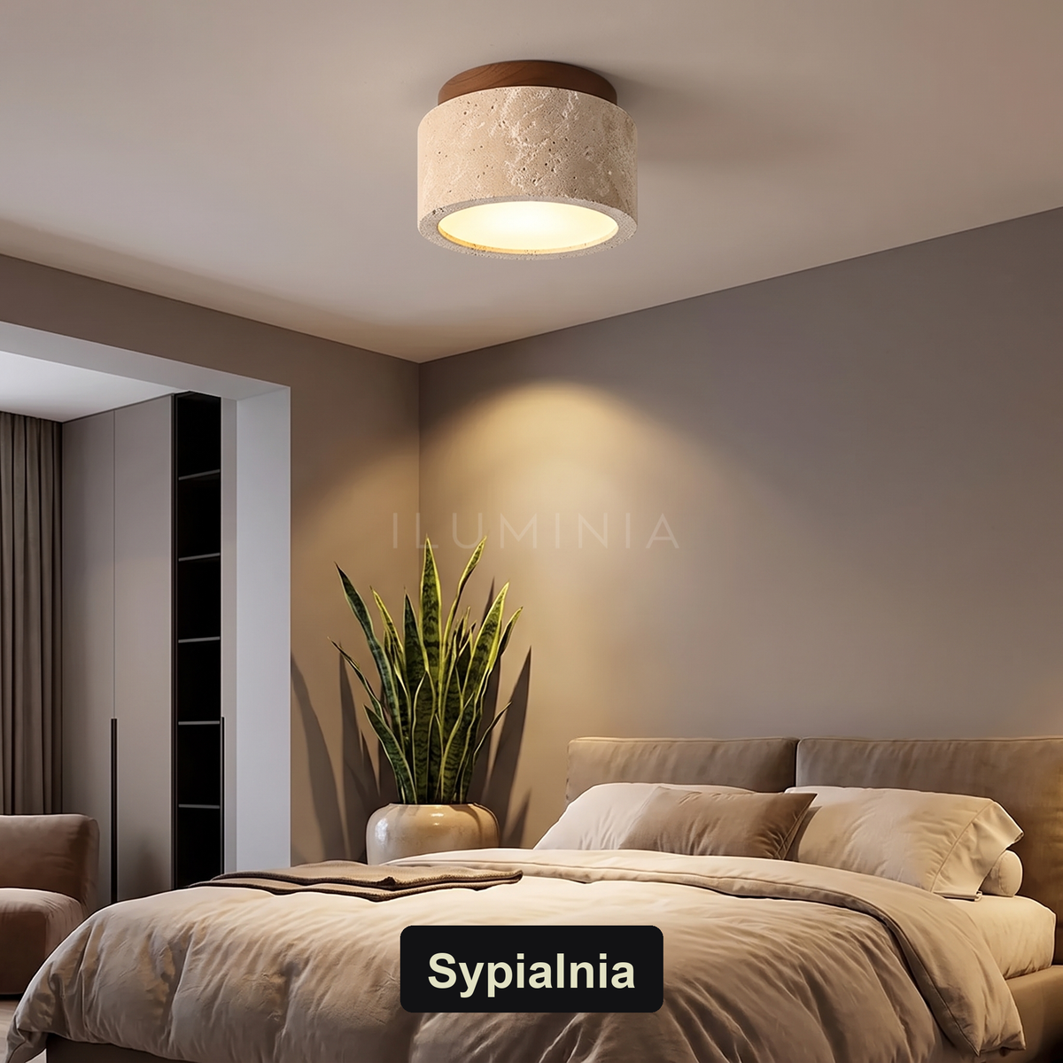 Plafon sufitowy drewniany | Galese – sypialnia