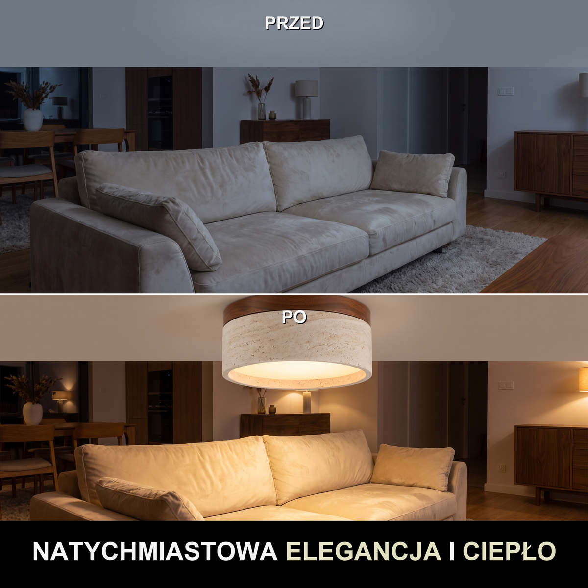 Plafon sufitowy drewniany | Galese – przed i po