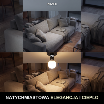 Plafon sufitowy kula | Doria – przed i po