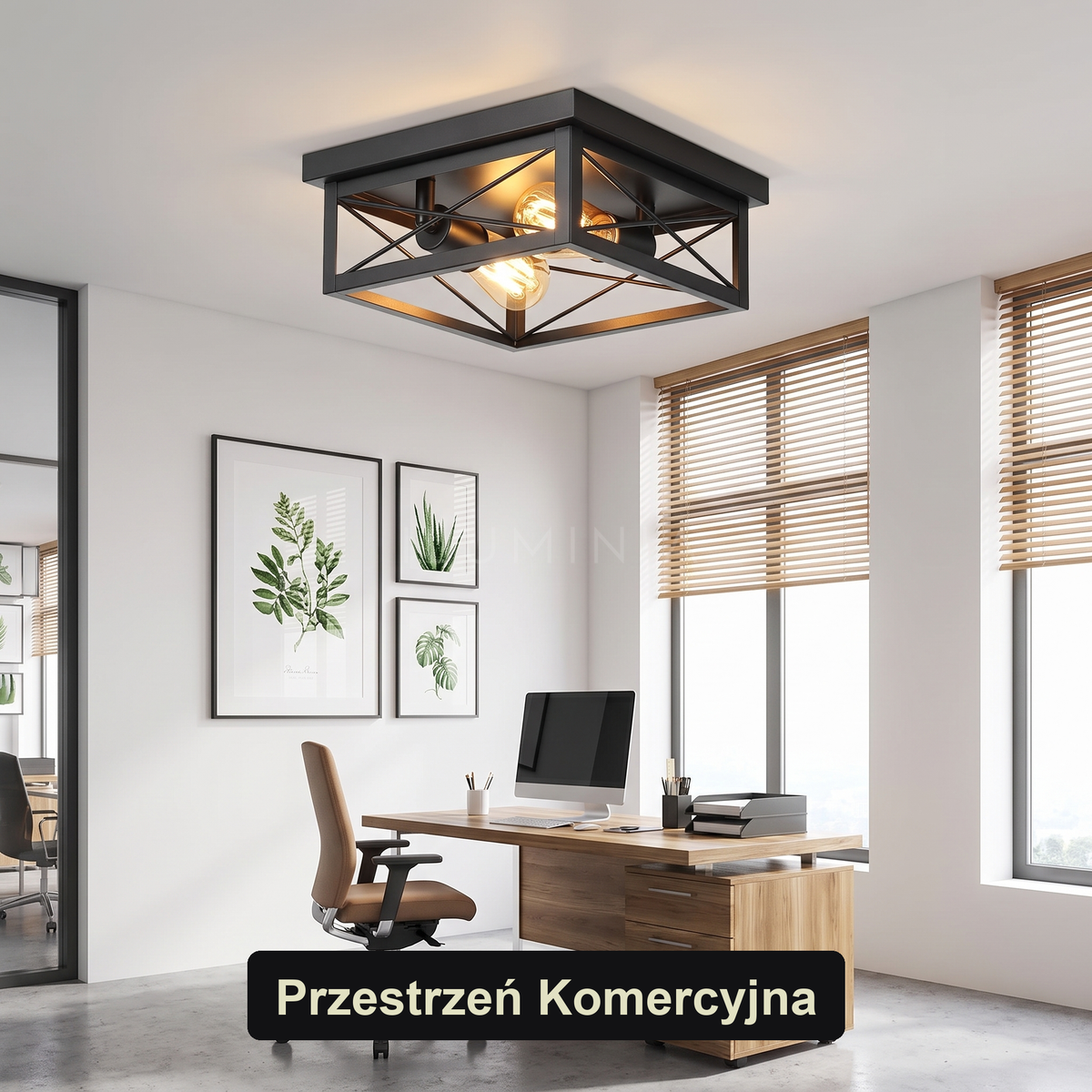 Plafon sufitowy kwadratowy czarny | Chiareva