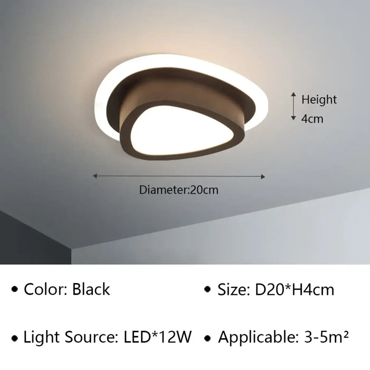 Plafon sufitowy LED czarny z metalu