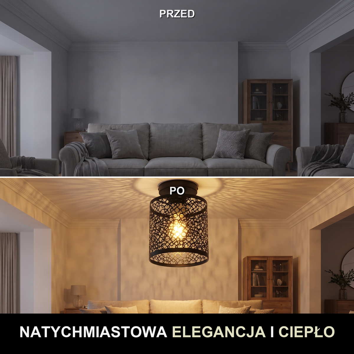 Plafon sufitowy na korytarz | Dorena – przed i po