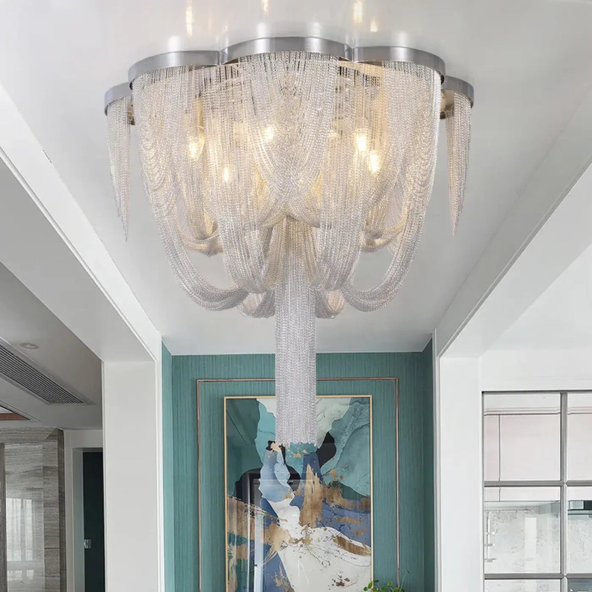 Plafon sufitowy srebrny do salonu