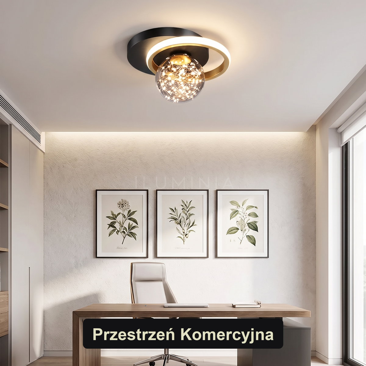 Plafon złoty z kryształkami | Orlaro