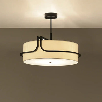 Lampa wisząca z abażurem z tkaniny biała | Adressa