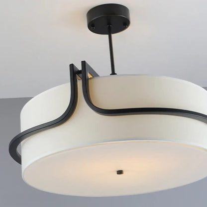Lampa wisząca z abażurem z tkaniny biała | Adressa