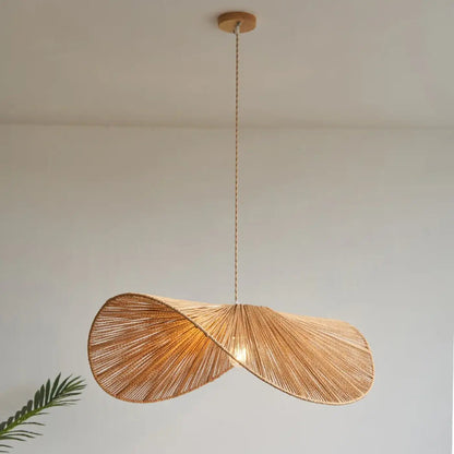 Lampa wisząca bambusowa kapelusz falowany | Vorelia