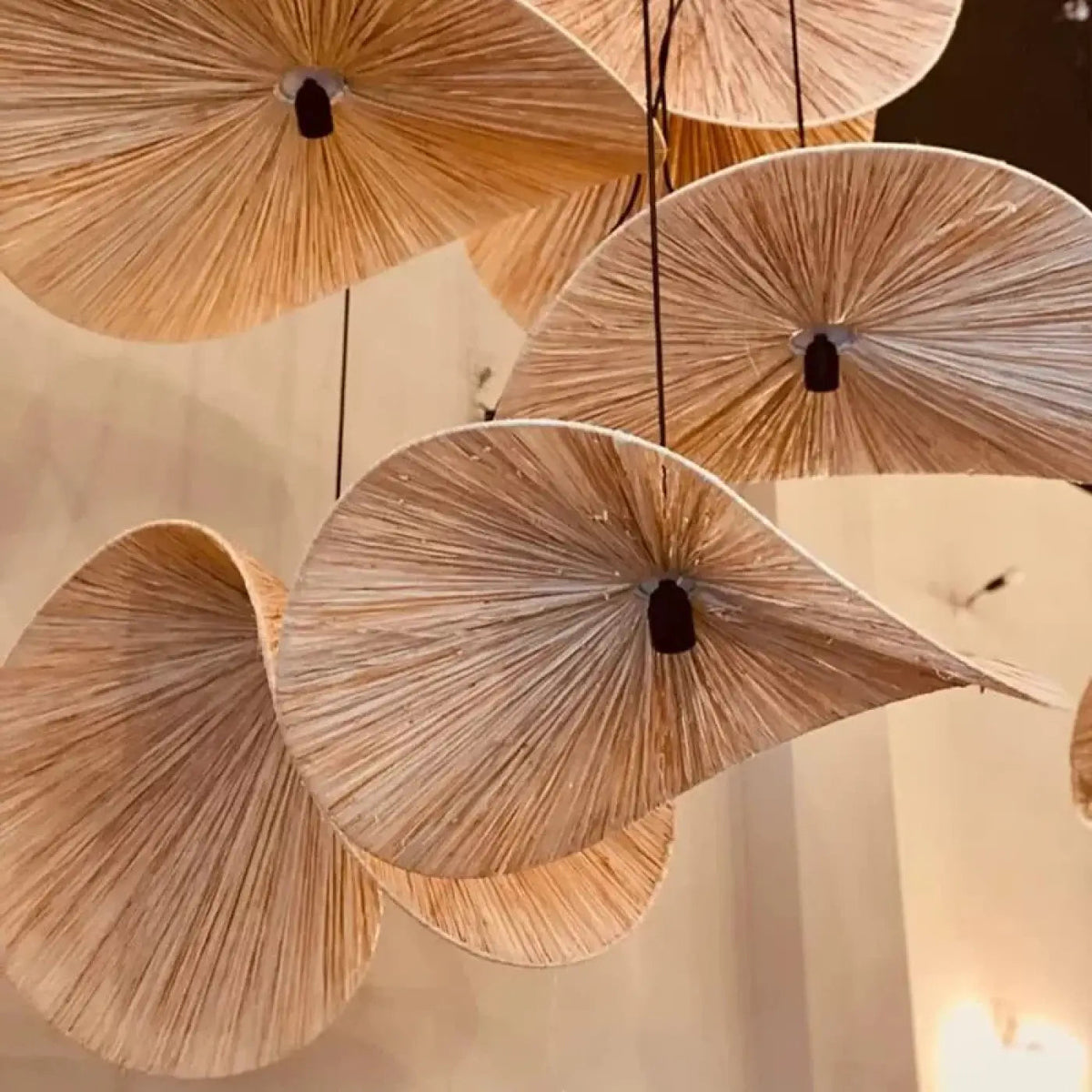 Lampa wisząca bambusowa kapelusz falowany | Vorelia