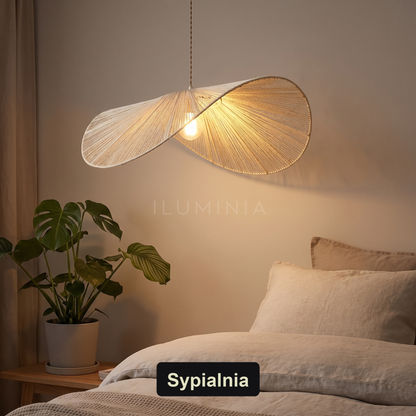 Lampa wisząca bambusowa kapelusz falowany | Vorelia