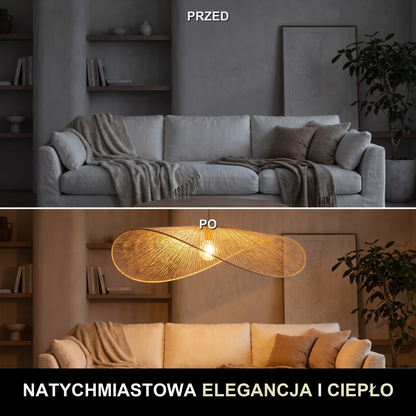 Lampa wisząca bambusowa kapelusz falowany | Vorelia
