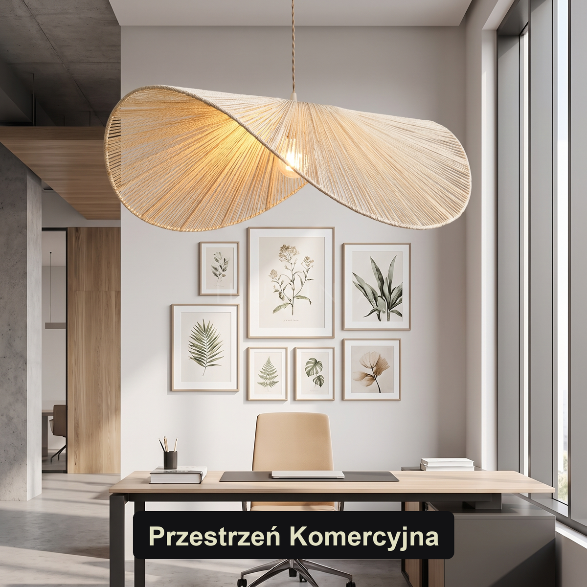 Lampa wisząca bambusowa kapelusz falowany | Vorelia