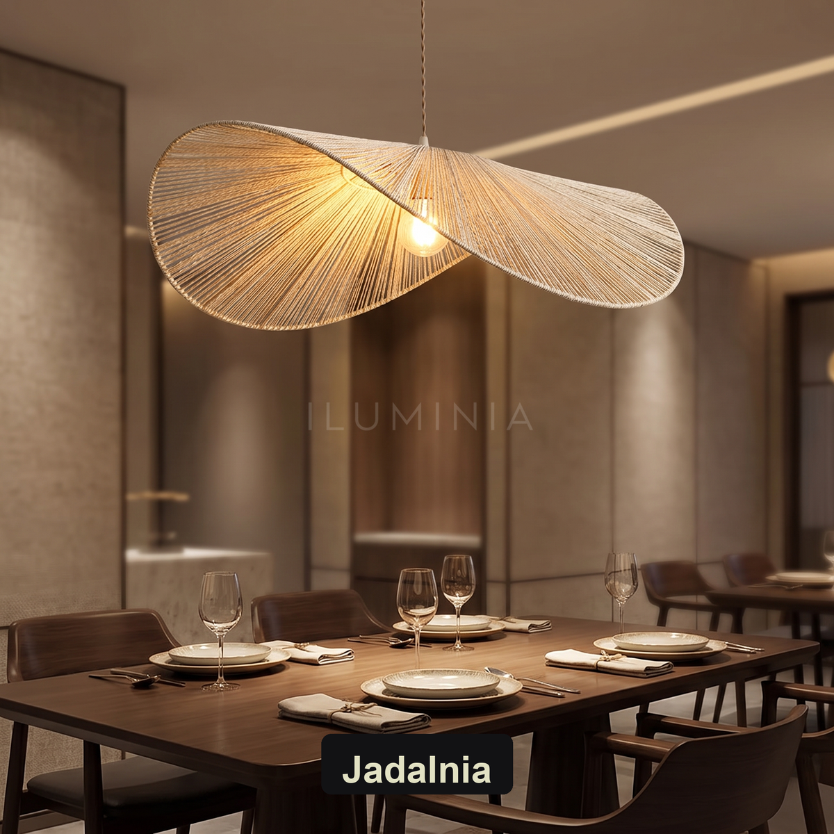 Lampa wisząca bambusowa kapelusz falowany | Vorelia