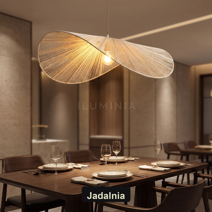 Lampa wisząca bambusowa kapelusz falowany | Vorelia