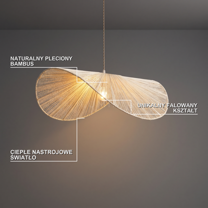 Lampa wisząca bambusowa kapelusz falowany | Vorelia