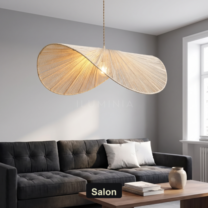 Lampa wisząca bambusowa kapelusz falowany | Vorelia