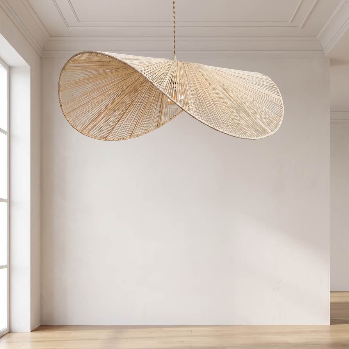 Lampa wisząca bambusowa kapelusz falowany | Vorelia