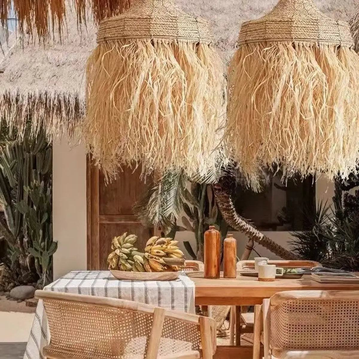 Lampa wisząca z rafii boho | Verdara