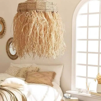 Lampa wisząca z rafii boho | Verdara