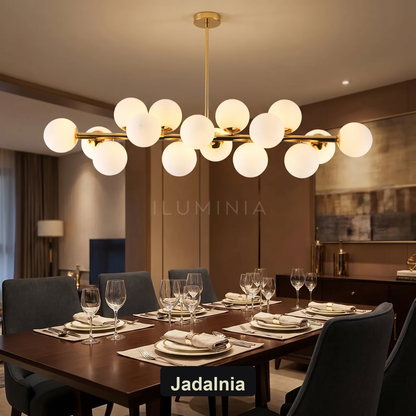 Żyrandol białe kule | Amarenza – jadalnia