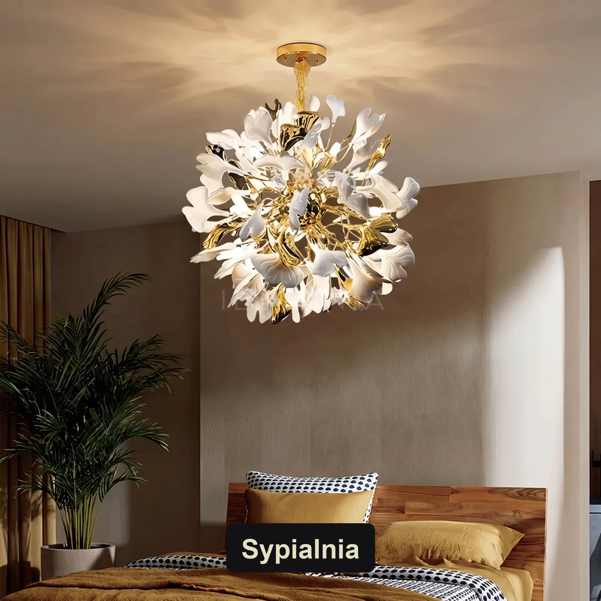 Żyrandol biały kula | Caroria – sypialnia