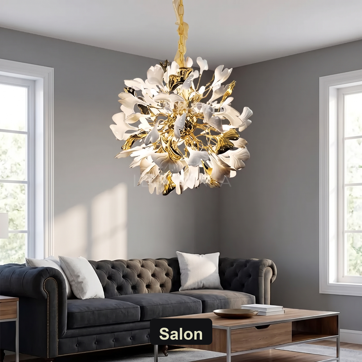 Żyrandol biały kula | Caroria – salon
