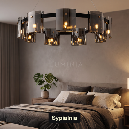 Żyrandol czarny nowoczesny | Galuna – sypialnia