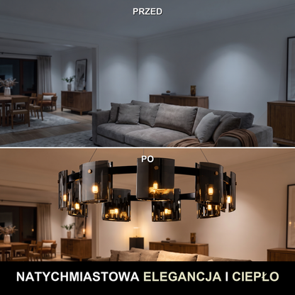 Żyrandol czarny nowoczesny | Galuna – przed i po