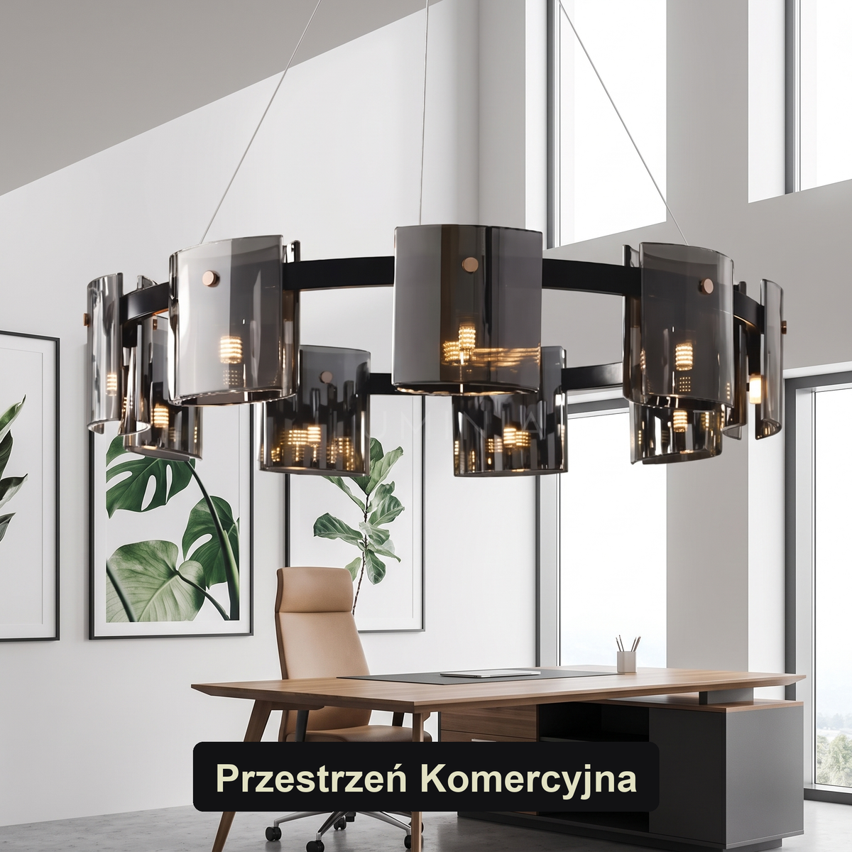 Żyrandol czarny nowoczesny | Galuna – przestrzeń komercyjna