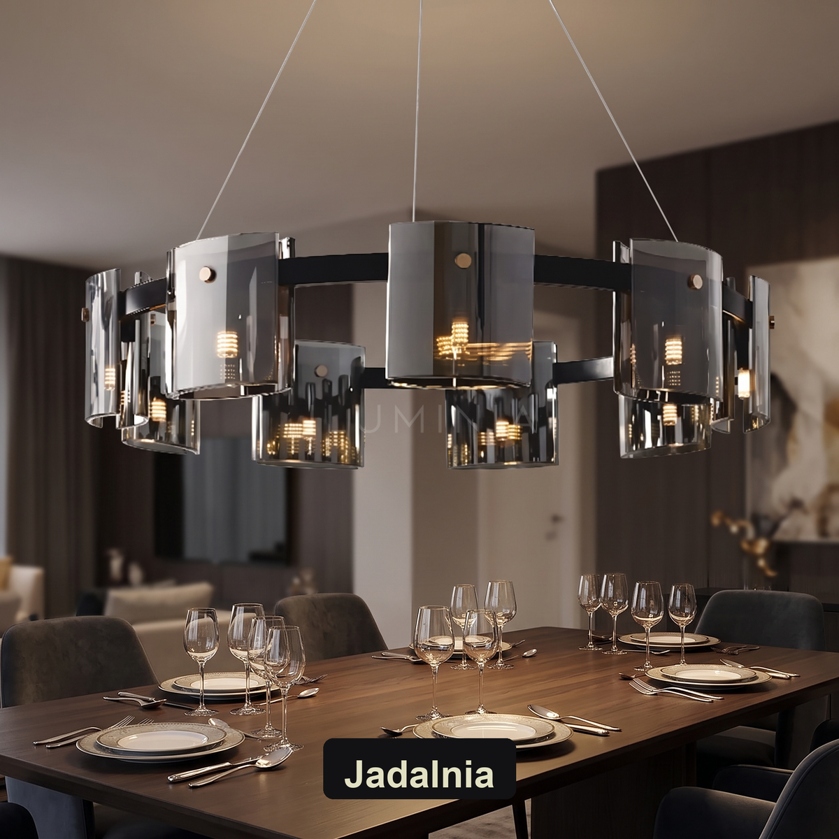 Żyrandol czarny nowoczesny | Galuna – jadalnia