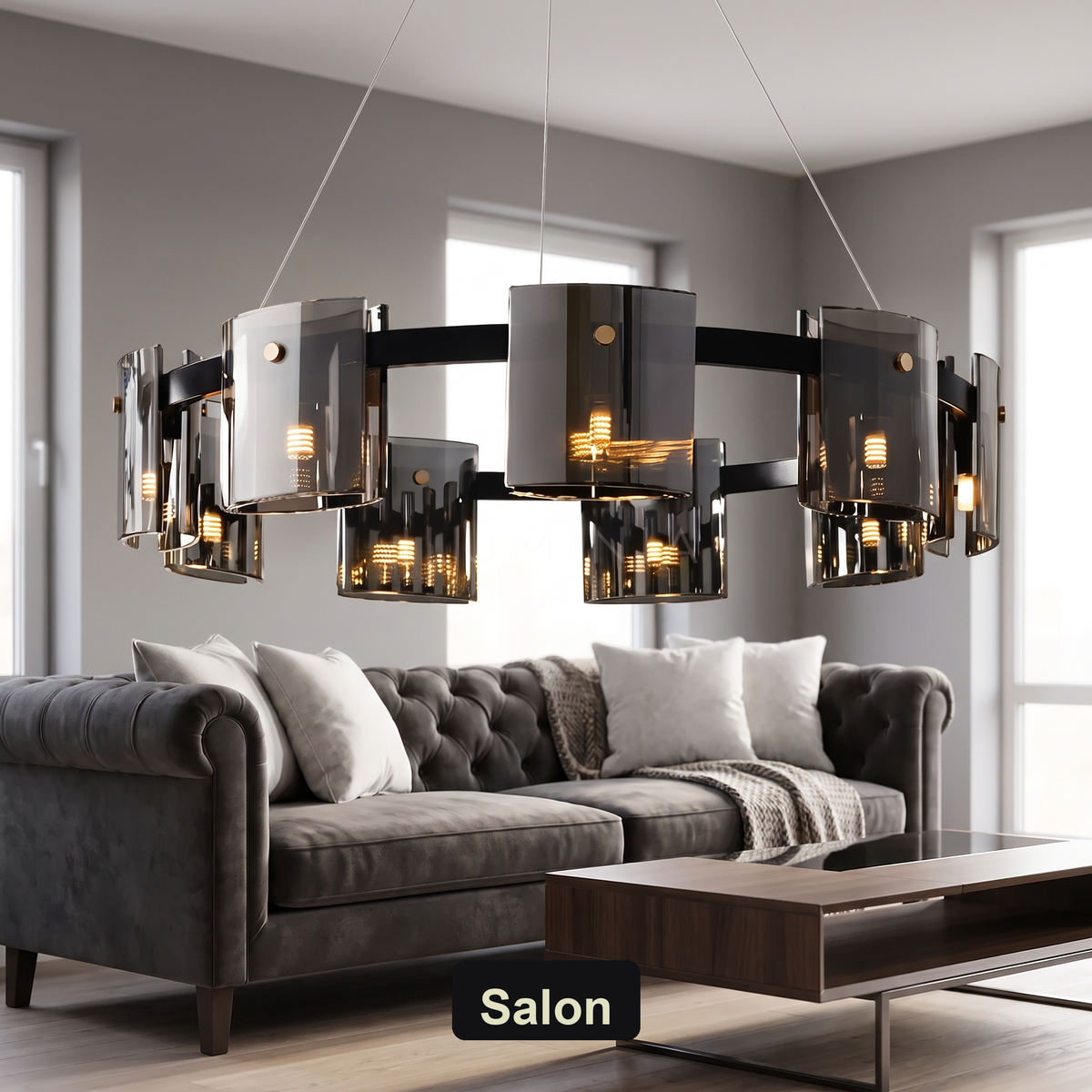 Żyrandol czarny nowoczesny | Galuna – salon